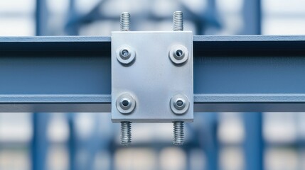 Construction action metal joint assembly in industrial setting close-up view engineering focus