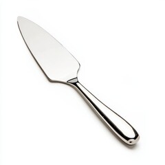 Fototapeta premium Silver cake server on white background. Clean lines, elegant design. Perfect for baking and dessert photography