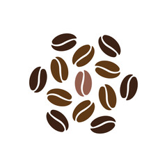 Coffee bean logo. Isolated coffee beans on white background
