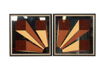 wooden alphabet blocks  Op Art Set of 2 Reverse Painted Mirrors at 1stDibs