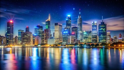 Naklejka premium Night Photography: Australian Logo Design Inspiration - City Skyline & Stars