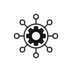 Project management vector icon. filled flat sign for mobile concept and web design. Hub and spokes and gear solid icon. Symbol, logo illustration. Pixel perfect vector graphics
