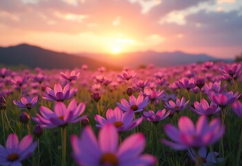 Obraz premium pink cosmos flowers in garden