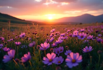 Fototapeta premium pink cosmos flowers in garden