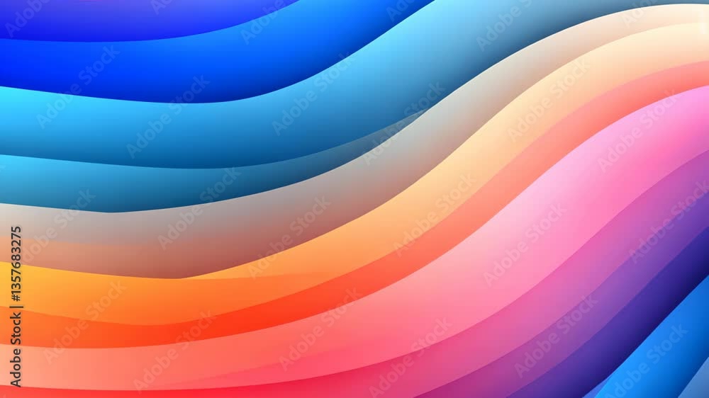 Aufkleber vibrant abstract gradient waves in warm and cool tones, colorful fluid background with soft blurred 