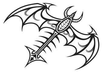 26 gothic spine tattoo, intricate black design, symmetrical pattern, sharp points, vertebrae-inspired, dark and edgy, biomechanical aesthetic, vertical orientation, high contrast, minimalist style, tr