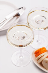 Pairing of champagne and delicate macaroons