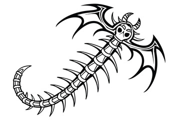 26 gothic spine tattoo, intricate black design, symmetrical pattern, sharp points, vertebrae-inspired, dark and edgy, biomechanical aesthetic, vertical orientation, high contrast, minimalist style, tr