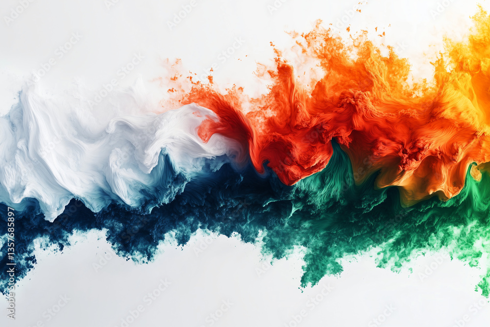 Poster vibrant waves of color: an abstract display of vivid colors, merging and flowing, creating a sense o