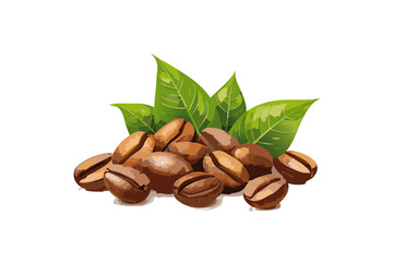 granos de cafe arabica tostados, fondo blanco