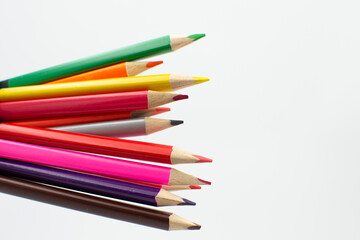 color pencils on white background