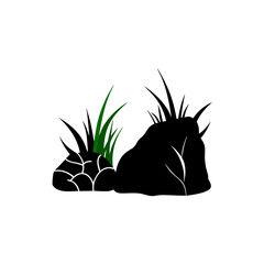 creative details Grass with Rocks Icon vector illustration