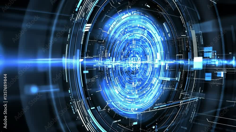 Poster advanced blue hud design showcasing futuristic technology features generative ai