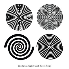 Circular and spiral hand drawn pattern design