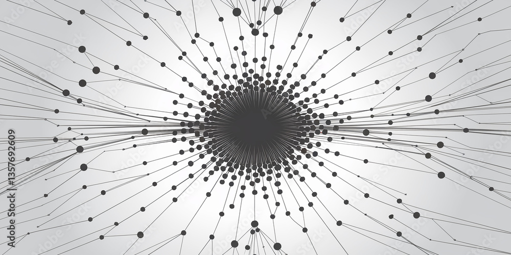 Poster abstract image of interconnected dots and lines radiating from a central point, creating a dynamic a