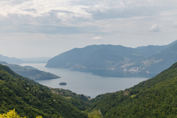 View of lake Iseo, Piramidi di Zone, Italy