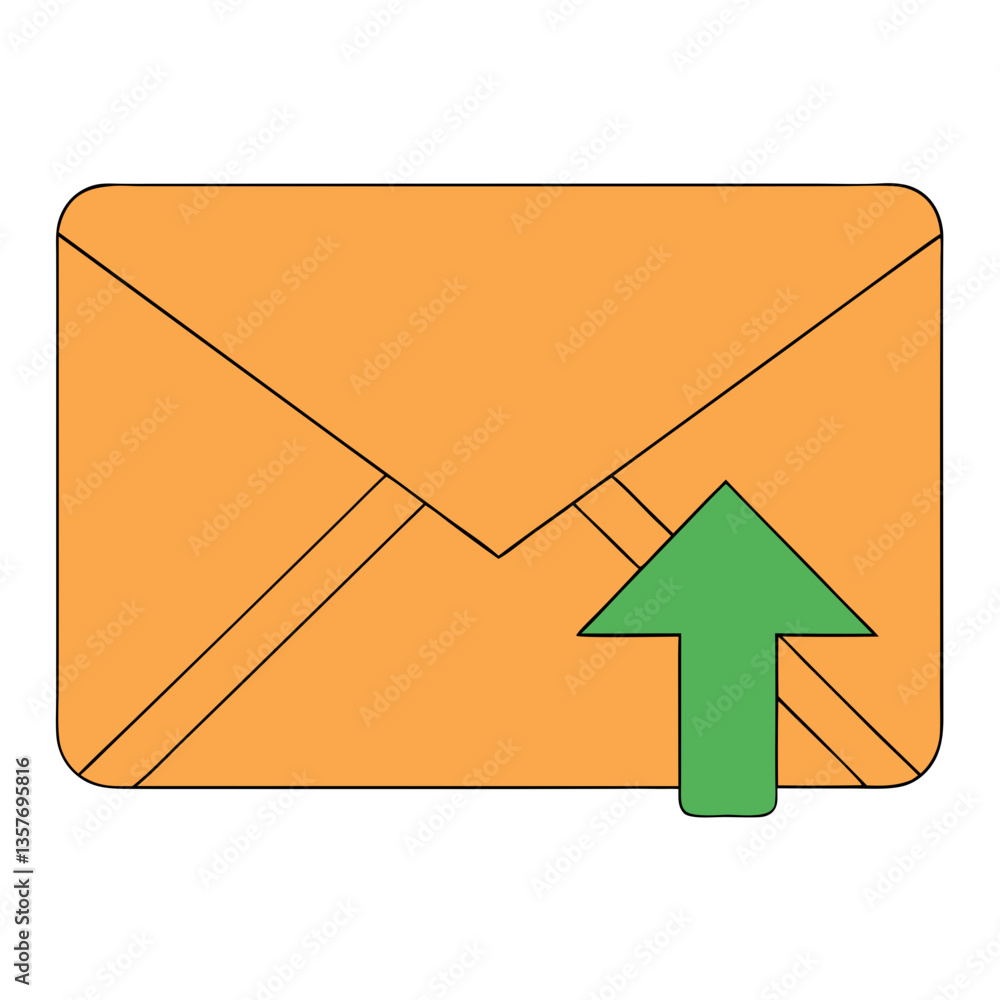Poster envelope icon with green up arrow symbolizing email send