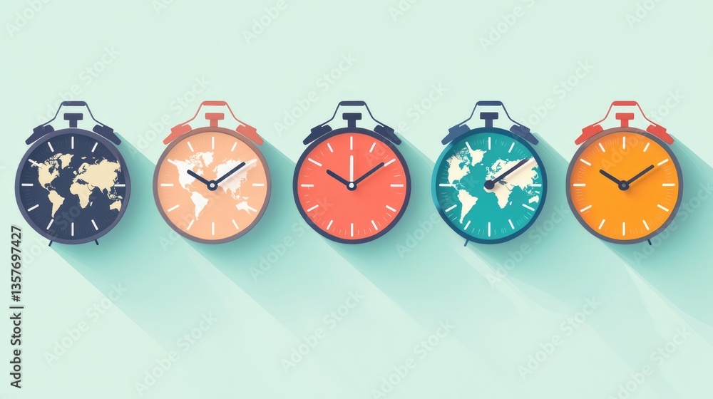 Poster global time zones: a colorful representation of world time