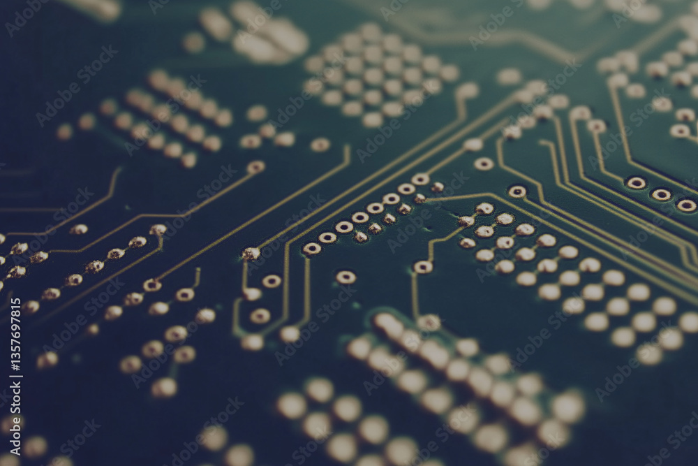 Aufkleber circuit board close-up: an intricate close-up captures the complex network of circuits, pathways, an
