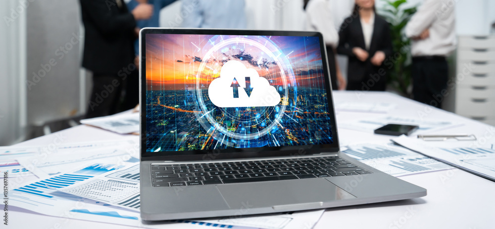 Poster cloud computing software for brisk remote work and personal data storage