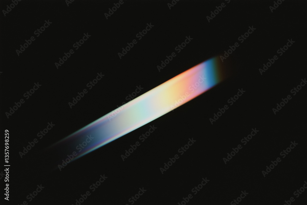 Poster prismatic beam in darkness: a dynamic, abstract composition featuring a radiant beam of prismatic li