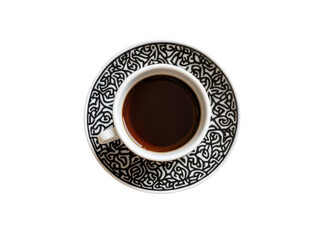 A cup of Turkish coffee with foam on a white background, png