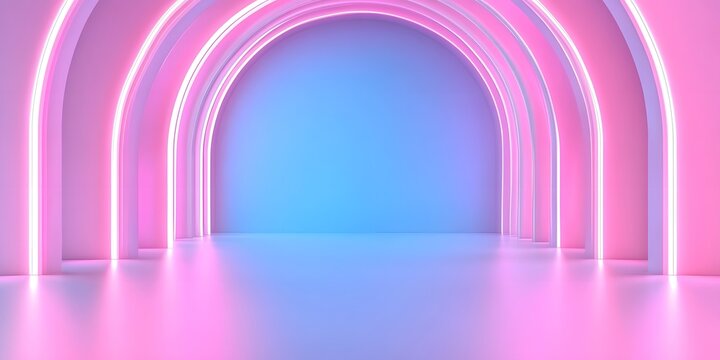 Abstract architectural backdrop with neon lights