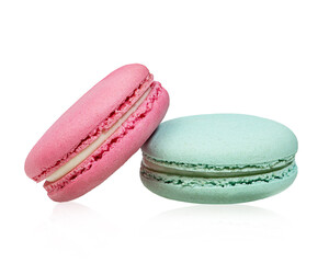 Colored macaroons on white isolated background