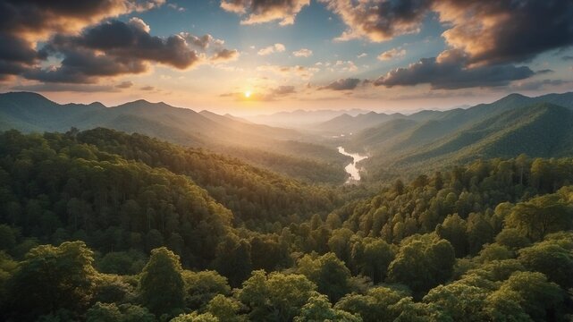 sunset in the mountains