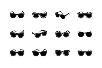Set of sunglass vector silhouette