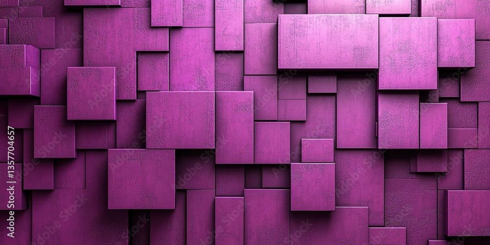 Aufkleber modern abstract design featuring layered purple blocks creating a textured wall appearance