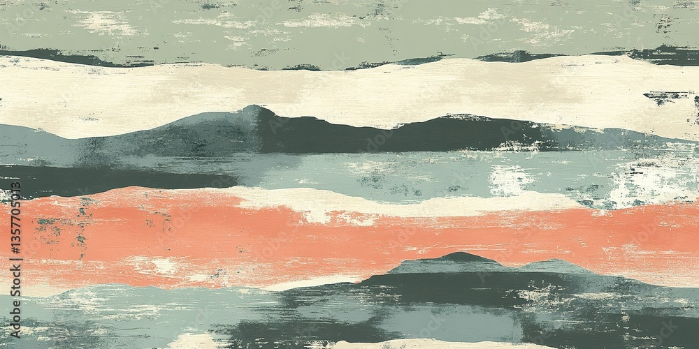 Poster abstract pattern depicting layered mountains and colors in a harmonious arrangement illustrating nat