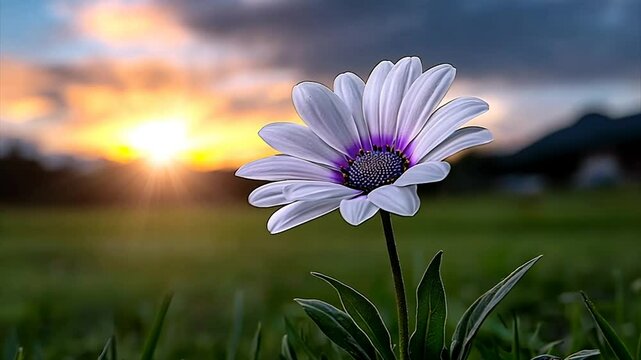 Sunset Bloom: A Serene Daisy at Golden Hour