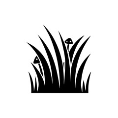 creative details Grass with Small Mushrooms Icon vector illustration