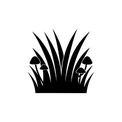 creative details Grass with Small Mushrooms Icon vector illustration