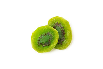 Kiwi dried fruit isolated on white background. kiwi candied fruit. Healthy food. Ingredient for...