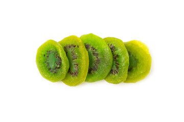 Kiwi dried fruit isolated on white background. kiwi candied fruit. Healthy food. Ingredient for...