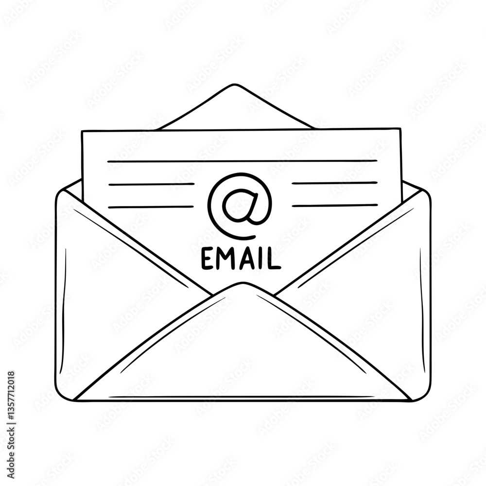 Poster icon of an email message inside an envelope with a symbol