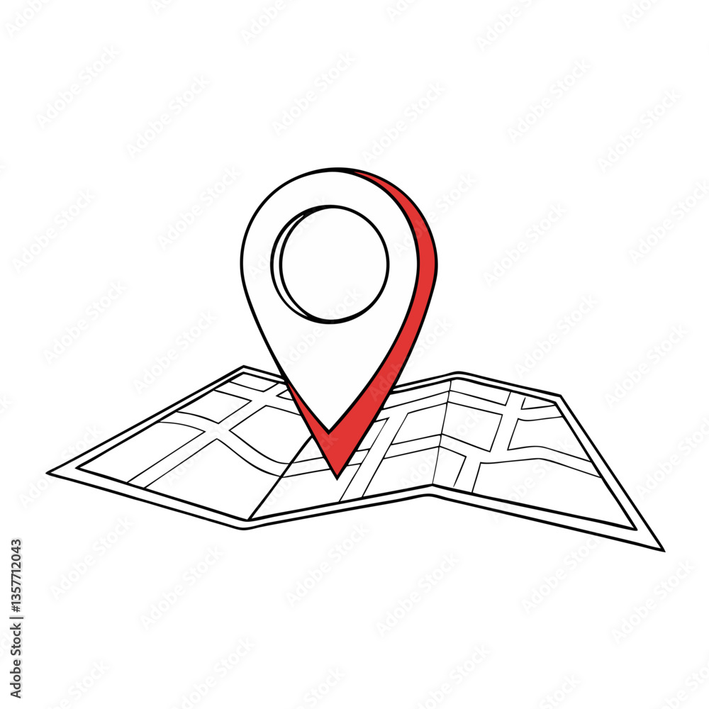Poster map with location pin icon in minimalist style