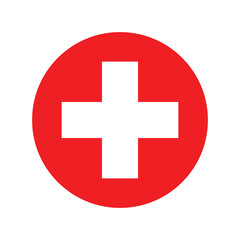 Obraz premium Switzerland flag vector icon. Switzerland National Flag design. simple flat design. Switzerland flag in circle.. Vector clipart or icon.