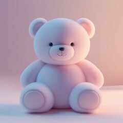 Obraz premium Minimalist teddy bear, soft plush material rendering, geometric character design