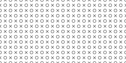 Seamless geometric pattern. Black and white abstract background with x, o.