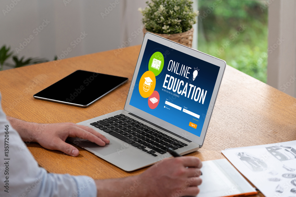 Poster e-learning website with brisk sofware for student to study online on the internet network