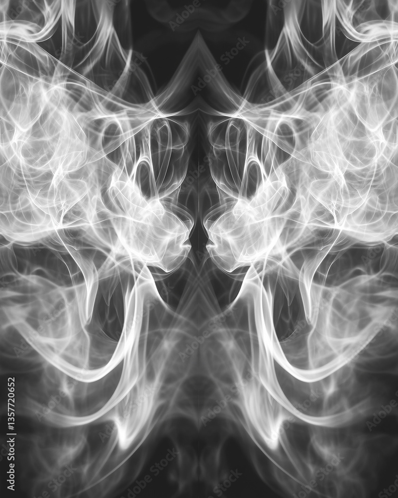 Aufkleber controlled stream of smoke curls into abstract formations during a quiet moment in an indoor setting