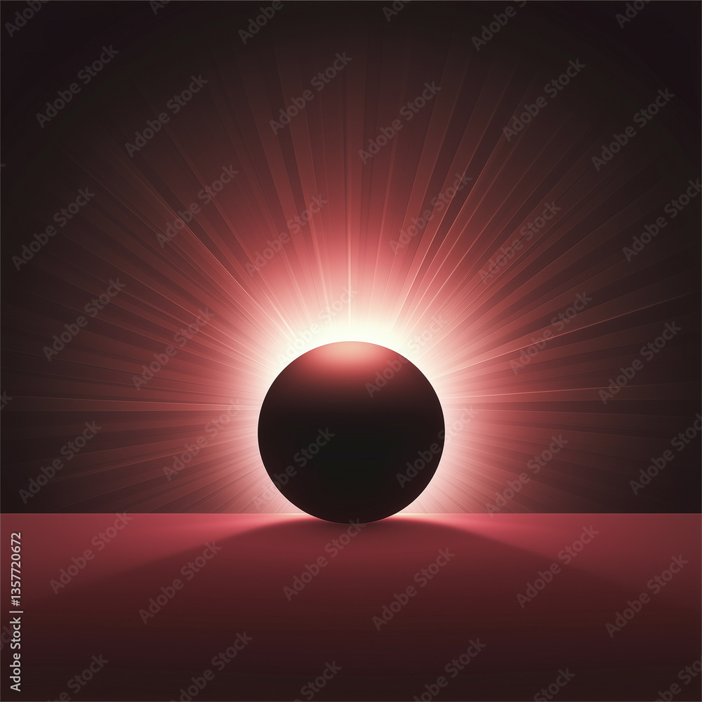 Poster glowing orb of light radiating from a dark surface against a monochromatic background creating a sur