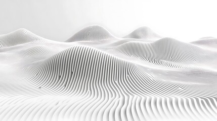 Abstract white 3D landscape with flowing lines.