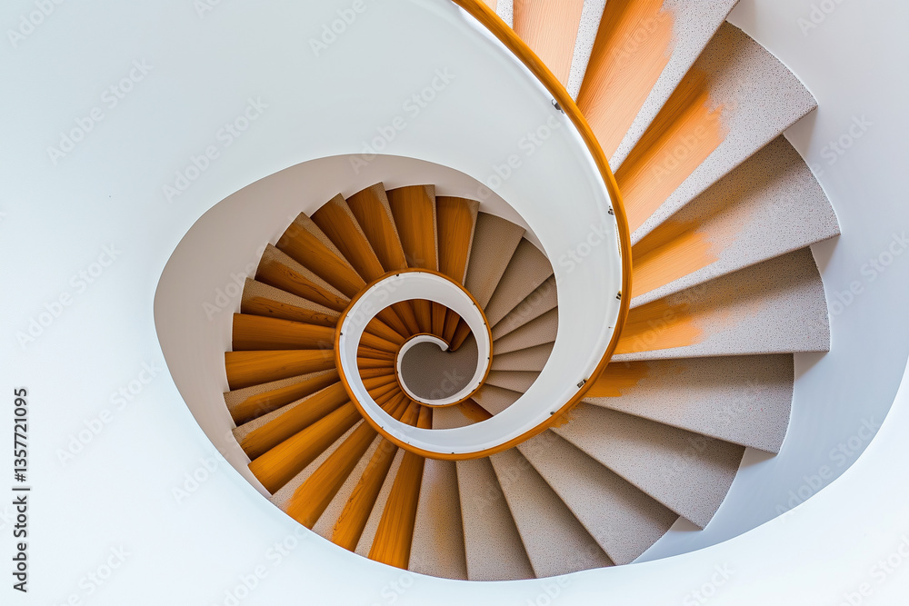 Poster captivating spiral staircase viewed from above showcasing elegant design and symmetry in a modern in
