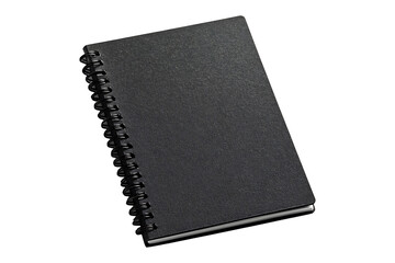 Black Spiral Bound Notebook Isolated on White and Transparent Background PNG Image.