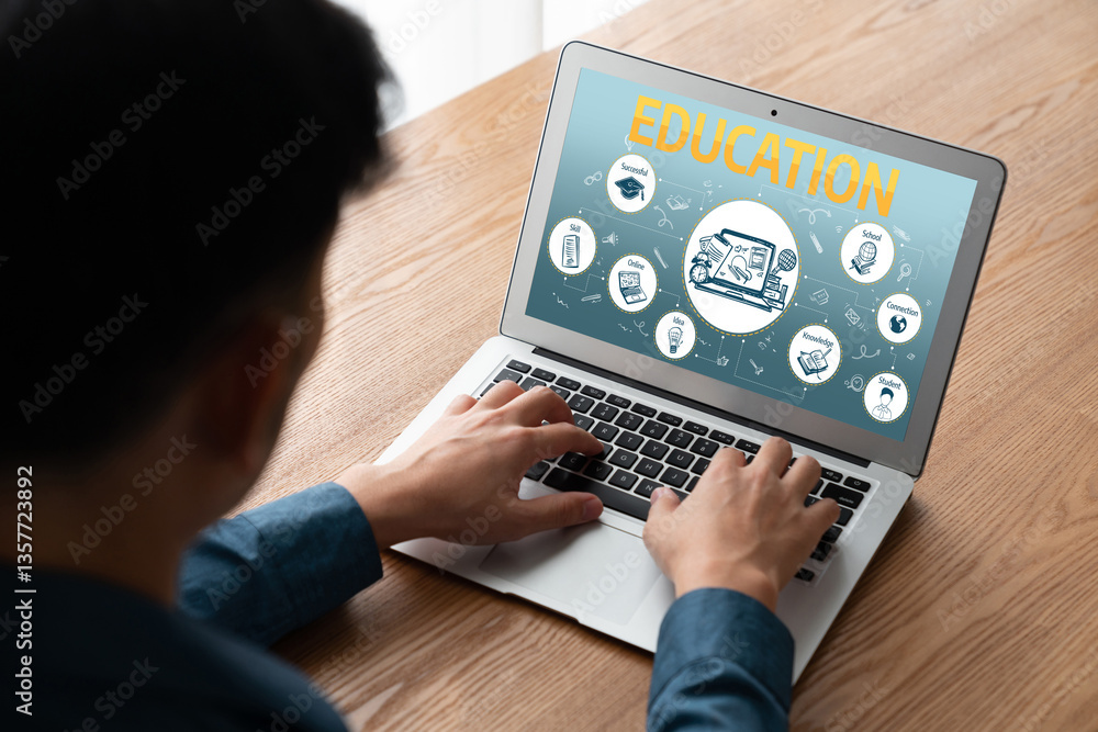 Poster e-learning website with sofware for student to study online on the internet network snugly