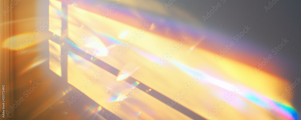 Aufkleber diffused sunlight creates a colorful display through a crystal refracting light in a serene indoor s